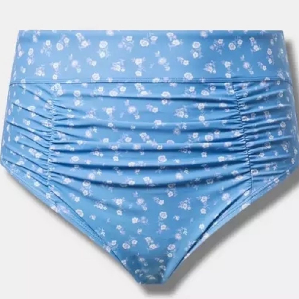Torrid High-Waist High Cut Cheeky Swim Bottom In Alice Ditzy Steel Blue, New